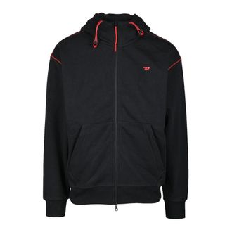 Diesel Sportief Katoen-Polyester Sweatshirt - Heren - Vesten met rits - Zwart - 2XL - Katoen - Hoodies & sweatvesten