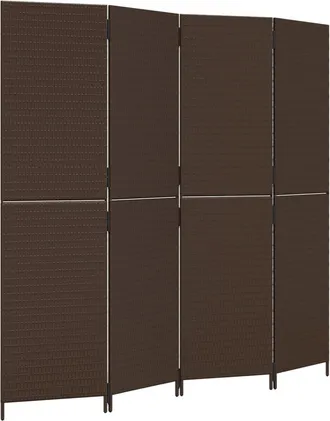 vidaXL Biombo De 4 Paneles Rat&aacute;n Sint&eacute;tico Marr&oacute;n Vidaxl