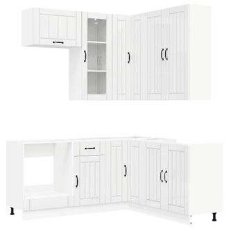 vidaXL Unidad De Cocina Lucca 8 Uds. Blanco Brillante Vidaxl