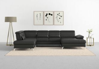 Sit&more Wohnlandschaft »Cabrio U-Form, B: 359 cm, mit Sitztiefen-, Arm- & Kopfteilverstellung« 3 Nierenkissen, Federkern, optional Bettfunktion und Stauraum