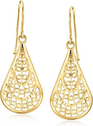 Ross-Simons 10kt Yellow Gold Filigree Teardrop Earrings