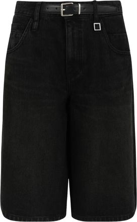 Wooyoungmi Tin Gewassen Riem Denim Shorts - Dames - Denim shorts - Zwart - 4XS - Denim - Korte Broeken