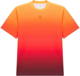 Courr&egrave;ges gradient-effect logo-embroidered T-shirt - unisex - Cotton - S - Multicolour