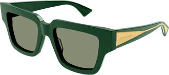 Bottega Veneta Green Square Ladies Sunglasses BV1276S 003 52