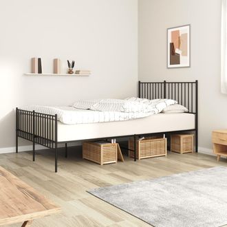 vidaXL Estructura Cama Sin Colch&oacute;n Con Estribo Metal Negro 140x190 Cm Vidaxl