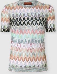 Missoni Cotton And Viscose Lam&eacute; Crewneck T-shirt With Lace Motif in Green& Brown at Nordstrom, Size 38 It