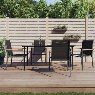vidaXL Juego De Comedor Para Jard&iacute;n 5 Piezas Acero Y Textilene Negro Vidaxl