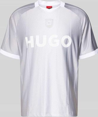 HUGO BOSS Regular Fit T-Shirt mit Label Print Modell DWILD in Hellgrau, Gr&ouml;&szlig;e M