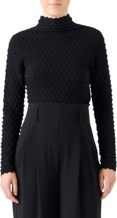 Akris Dot Mock Neck Sweater in Black at Nordstrom, Size 16