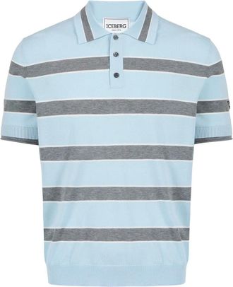 Iceberg Gestreept Katoenen Polo Sweater - Heren - Polos - Blauw - M - Katoen - Tops