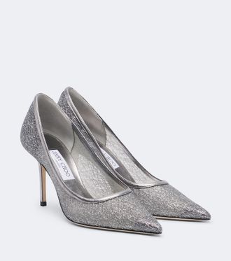 Jimmy Choo London Love embroidered glitter pumps