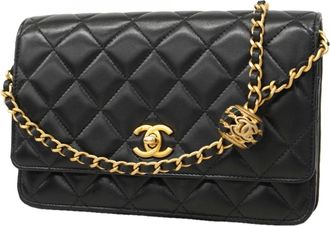 Chanel Black Leather Chain/Shoulder Wallet (Pre-Owned)