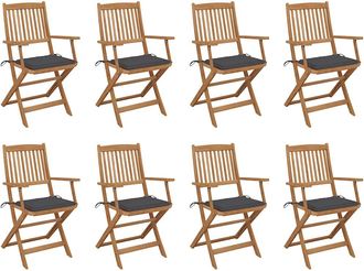 vidaXL Sillas De Jard&iacute;n Plegables 8 Uds Y Cojines Madera Maciza Acacia Vidaxl