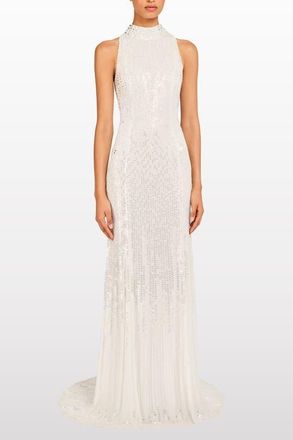 Jenny Packham Benue Sequin-Embellished Maxi Dress in Vanilla at Nordstrom, Size 12 Uk