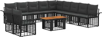 vidaXL Conjunto De Sof&aacute;s De Jard&iacute;n 12 Uds. Negro Y Gris Oscuro Vidaxl