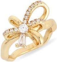 Nordstrom Rack Cubic Zirconia Bow Ring in Clear- Gold at Nordstrom Rack, Size 8