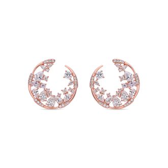 Luxenter Brilliant Zirconia oorbellen afgewerkt in 18 karaat ros&eacute;goud - Elhan
