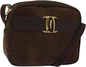 Ferragamo Pre-owned Cross Body Bags, female, Brown, Size: ONE SIZE Pre-owned Suede Shoulder Bag