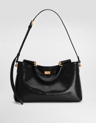 Dolce & Gabbana Vittoria Calfskin Handbag - Woman Handbags Black Onesize