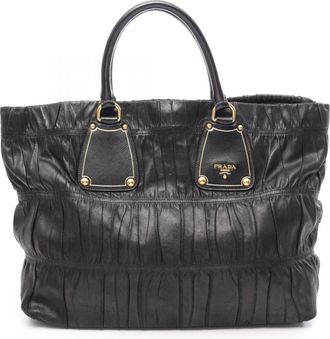 Prada Black Leather Handbag Tote Bag (Pre-Owned)