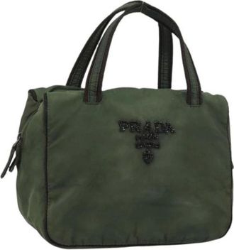 Prada Pre-owned Handbags, female, Green, Size: ONE SIZE Pre-owned Nylon Handbag