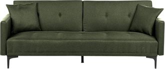 Beliani Sofa Bed 3 Seater LUCAN Fabric Dark Green