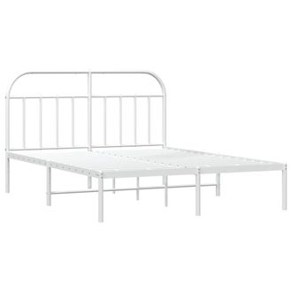 Berkfield Home Metal Bed Frame with Headboard White 140x190 cm