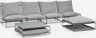 Sklum Sklum - Conjunto De Jard&iacute;n Con Sof&aacute; Modular De 4 Piezas, Mesa Auxiliar Y Puff Convertible Amaro