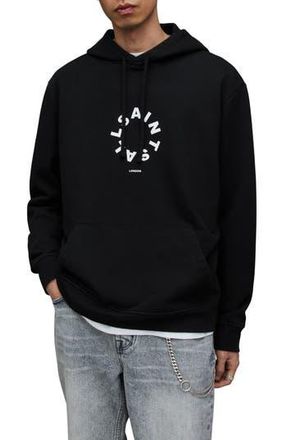 AllSaints Tierra Pullover Graphic Hoodie in Jet Black at Nordstrom Rack, Size Medium