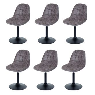 Hhg Hhg - Lote De 6 Silla De Comedor 837, Silla De Cocina Silla Giratoria, Acero Mvg Tela/textil Chenilla (465g/m&sup2;), Marr&oacute;n