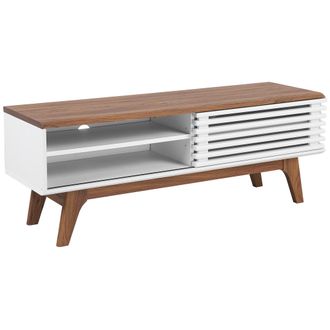 Beliani Beliani - Mueble De Tv Blanco Madera Oscura Estante Almacenaje Gesti&oacute;n De Cables Moderno Toledo Ii