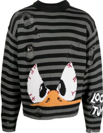 GCDS intarsia-knit striped jumper - men - Wool/Acrylic - S - Black