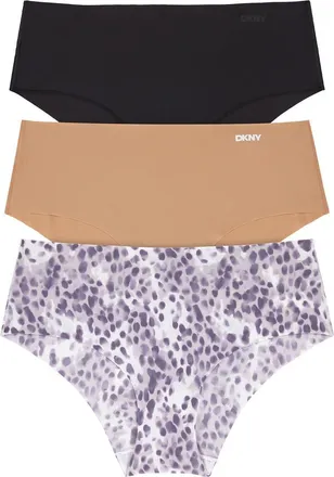 DKNY Litewear Cut Anywhere Assorted 3-Pack Hipster Briefs in Black/glow/Thistle at Nordstrom, Size X-Large