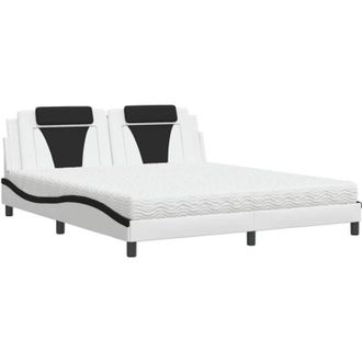 vidaXL Vidaxl - Cama Con Colch&oacute;n Cuero Sint&eacute;tico Blanco Y Negro 180x200 Cm