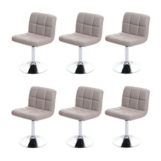 Hhg Hhg - Non Utilizzato] Set 6x Sedie Lounge Girevole Elegante Imbottita Kavala Ecopelle 44x43x76cm Grigio Tortora