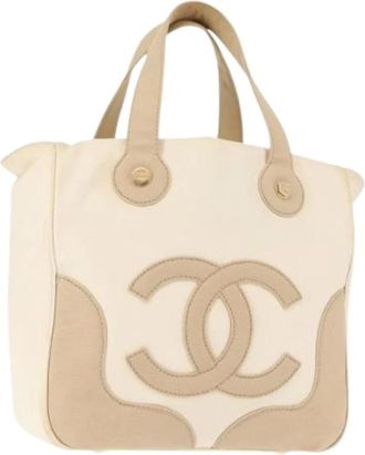 Chanel Pre-owned Handbags, female, Beige, Size: ONE SIZE Pre-owned Canvas Handbag