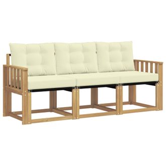 vidaXL Conjunto De Sof&aacute;s De Exterior Con Coj&iacute;n 3 Pcs Blanco Y Crema Vidaxl