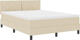 vidaXL Vidaxl - Box Spring Bed with Mattress Cream 160 x 200 cm Fabric