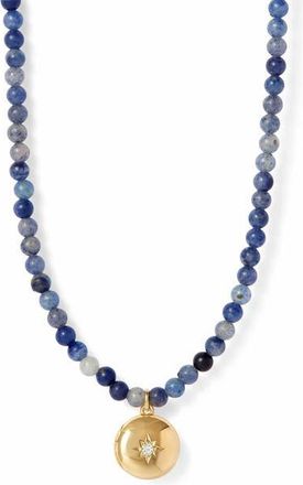 Astley Clarke Gold Mini Biography Blue Aventurine Locket Necklace at Nordstrom