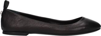 The Attico Black Leather Ballet Womens Flats