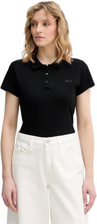 Karl Lagerfeld Tops, Dames, Zwart, XS, Katoen, Polo Shirt