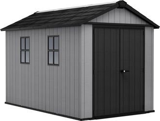 Keter Newton + 7511/1175 - Caseta De Jard&iacute;n 350x246x230 Cm Con 2 Puertas Para Almacenamiento De Herramientas, Acabado Efecto Madera Evotech+ En Resina Gris 