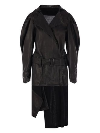 Yohji Yamamoto belted puff-sleeve coat - Black