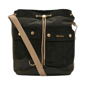 Barbour Mia Waxed Drawstring Tote Bag - Dames - Tassen - Groen - Maat: ONE Size Katoen