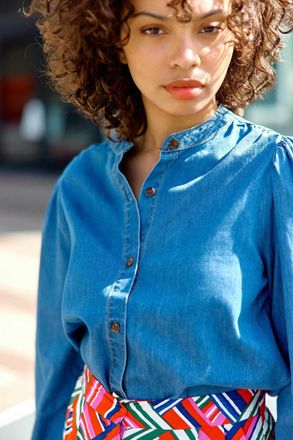 La petite étoile Blouse in denim met lange mouwen BILLIE