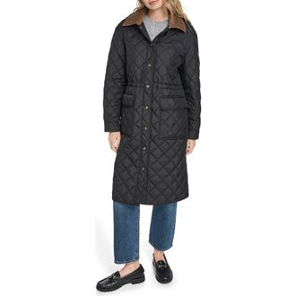 Levi's Diamond Quilted Hooded Long Coat in Black at Nordstrom Rack, Size Small