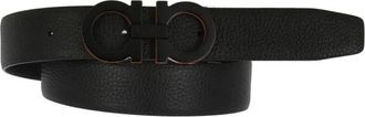 Ferragamo Zwart/Oranje Leren Riem Regular Fit - Heren - Riemen - Zwart - 95 CM - Leer - Accessoires