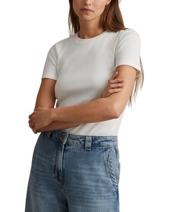 Reiss Victoria Scoop Neck Rib T-Shirt