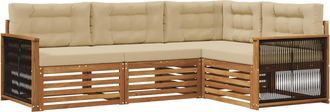 vidaXL Conjunto De Sof&aacute;s De Exterior 4 Uds. Natural Y Beige Vidaxl