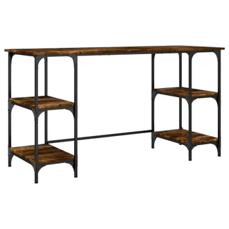 vidaXL Vidaxl Scrivania Rovere Fumo 140x50x75 Cm Metallo E Legno